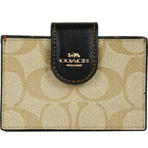 Coach Signature Black / Brown Accordian Card Case Wallet Purse - CC846 Japan